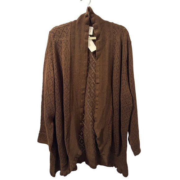 Brown Bliss Womens Open Knit Cardigan Sweater Sz 5X Acrylic cardigan. NWT - Picture 2 of 12